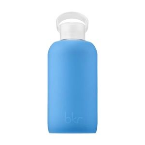 bkr brand water bottle blue rubber sleeve little size